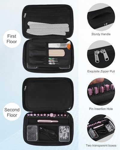 Meiiy Nail Drill Bag Nail Drill Bits Holder Bag Electric Nail Machine Kit Organizer Bag With Nail Sanding Bands Case Gift for Women (Blck)