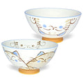 Japanese Rice Bowl Chawan set of 2 4.6" Cat Design MIKE Blue - color: Blue