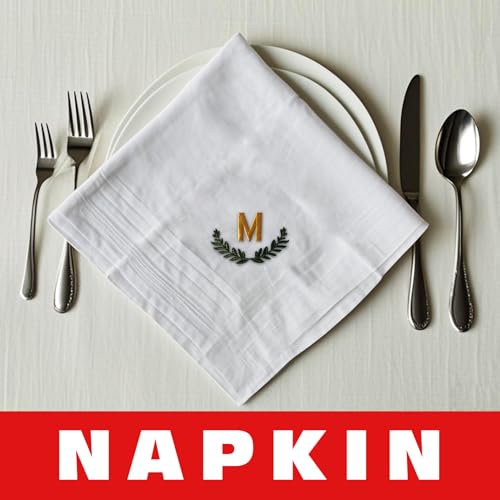 3 Pcs Men's Handkerchiefs, White Embroidered Initial Monogrammed Handkerchiefs for Men Suit Soft Cotton - style: M