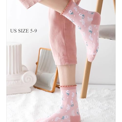 Lavish Lavender Argyle Frill Socks for Women, Dress Socks - color: 5pair-pink2
