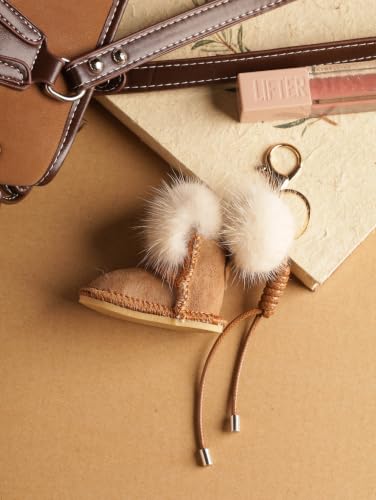 MINACHI Boho Mini Mitten Charm with Pompom Keychain - color: Keychain -Key.002