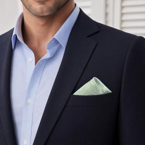 S&W SHLAX&WING Mens Pocket Square Paisley Multicolor Large for Business Wedding - color: Eh6