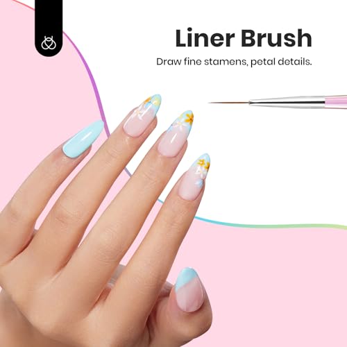 Beetles Nail Art Brushes Set for Gel Polish 3 Pcs Nail Art Design Pen - color: C-Pink-3
