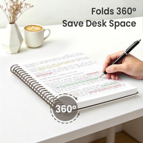 EMSHOI Lined Spiral Journal Notebook, 300 Pages, A4 Size (8.2'' x 11.2'') - color: Coffee, size: A4-Perforated