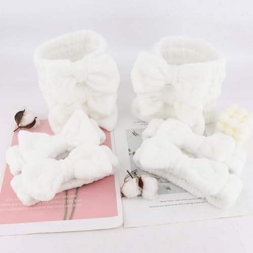 10 Pack Cute White Soft Microfiber Spa Headbands for Women & Girls - color: White