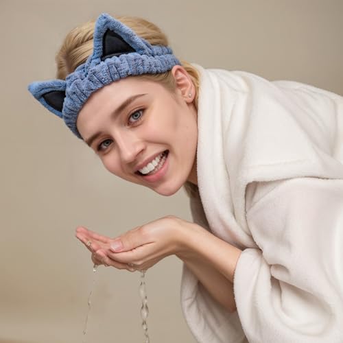 2Pcs Spa Headband for Washing Face Skincare Makeup Headbands for Women - color: Blue + Red