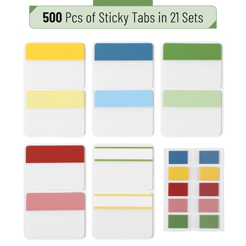 Mr. Pen- Sticky Index Tabs, 500 Pcs, 21 Sets, Colorful - color: Jewels
