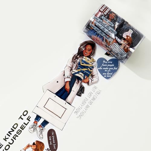 WT Wide PET Tape, Journal Scrapbook Bujo Planner DIY Craft Supplies, Chic Attitude, Fashion Outfit Girls Decorative Tape, Characters, Transparent Clear Adhesive, Single Roll, Original Designs - color: WT Chic Attitude Wide PET Tape