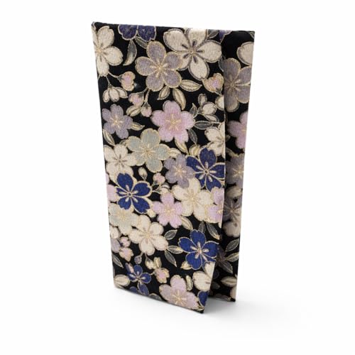 Cute Women's Cash Wallet [ Made in Japan ] Traditional Edo Komon Design (Cash Envelop Wallet) (Cherry blossom (navy)) - style: Cherry Blossom (Navy)