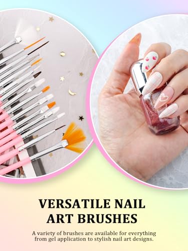 YOOVR 28-In-1 Nail Art Tools with Nail Stand, Nail Stuff, Nail Art Brushes - color: Pink