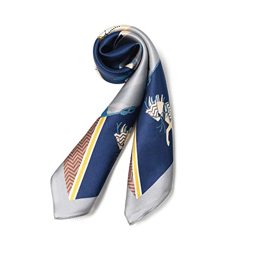 100% Mulberry Silk Scarf - 25.6" Square Neckerchief & Headscarf Gift Packed - color: Gray
