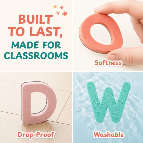 JoyCat Macaron Magnetic Letters Kit 240PCS, Double-Sided Magnetic Board