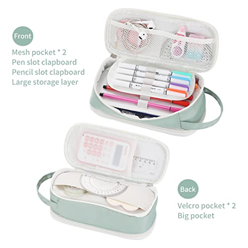 Dugio Large Pencil Case Organizer Big Pencil Bag for Girls Teens Green - color: B-Green