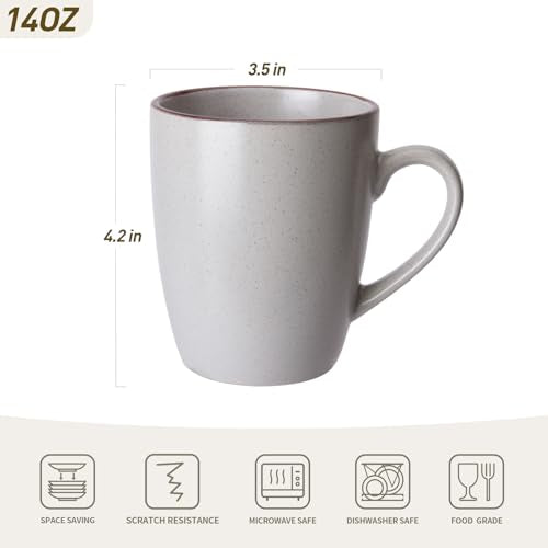 famiware Venus Coffee Mugs for 6, 14 oz Mug Set, Dringking Cup with Handle for Coffee, Tea, Cocoa, Milk, Ligth Gray (Pack of 2) - color: Ligth Gray, size: 6pcs (Pack of 2)