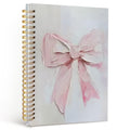 MOFUYU Pink Bows Notebook for Women,Coquette Pink Bow Spiral Notebook - color: white(Pink)