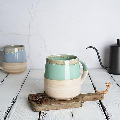 Bosmarlin Extra Large Ceramic Coffee Mug, 23 Oz, Dishwasher and Microwave Safe, Oversized Big Tea Cup, Reactive Glaze (Green) - color: Green