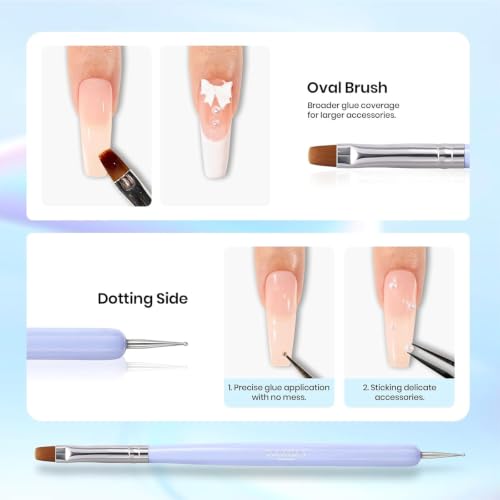 Beetles 3D Nail Art Brushes, Dual-ended Silicone Manicure Tool Gold Chrome - color: Silver White-2