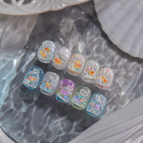 5D Embossed Under The Sea Jelly Fish Nail Art Stickers (to5046) - style: to5046
