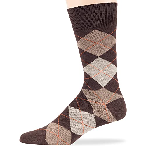 7BIGSTARS Men Cotton Patterned Crew Dress Socks 4-6 Pack, L 9-12 - color: Beige, Light Beige, Dark Brown (A39)