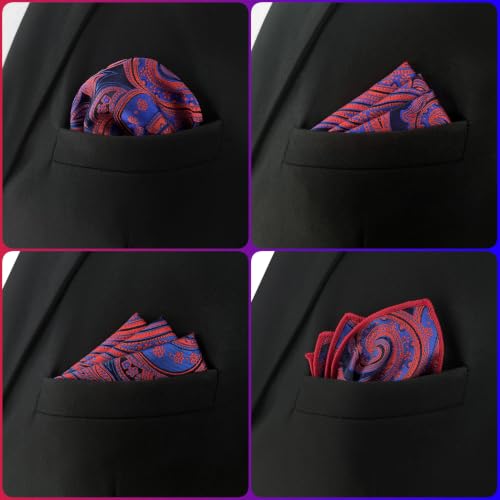 S&W SHLAX&WING Mens Pocket Square Paisley Multicolor Large for Business Wedding - color: Ch12