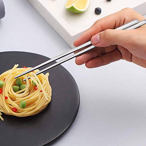 IQCWOOD Stainless Steel Chopsticks Forks and Spoons Flatware Set of 3