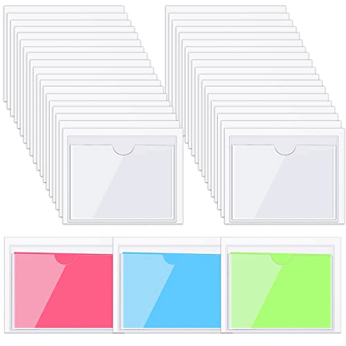 Chinco 30 Pcs Self Adhesive Clear Index Card Pockets,2.75 x 3.5 Inches - size: 3.9 x 3.1 Inches