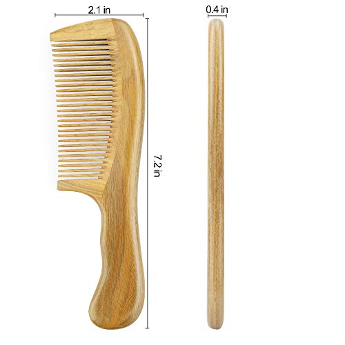 Onedor Handmade 100% Natural Green Sandalwood Hair Combs - Anti-Static Sandalwood Scent Natural Hair Detangler Wooden Comb (Fine Tooth) - style: Fine Tooth