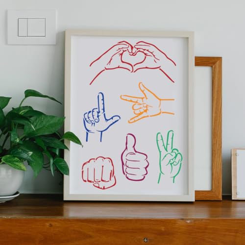 MAYJOYDIY 2pcs Hand Gesture Fist Stencil 11.8×11.8inch 9 Styles Handshake OK Heart Gesture Stencil with Paint Brush Hands Themed Drawing Template for Wood Walls Canvas Furniture Crafts Art Projects - color: Hand Gesture Fist