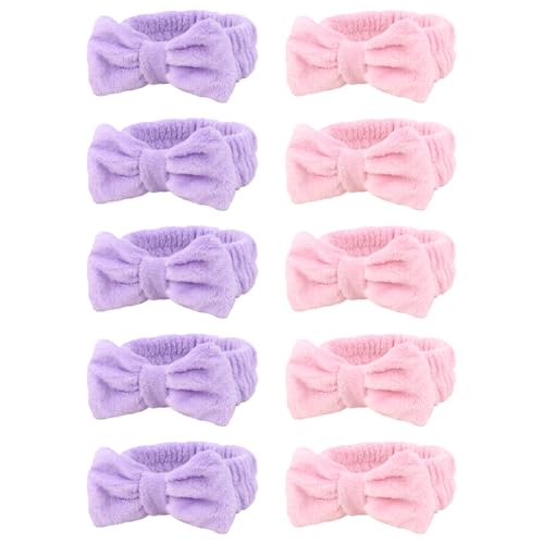 10 Pack Pink & Purple Spa Headbands - color: pink and purple