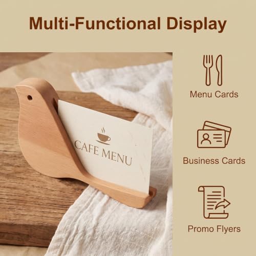 Wood Bird Shape Business Card Holder for Desk,Wooden Name Card Holder - color: Beech Wood Bird Shape