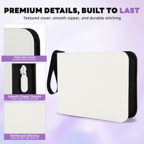 2 Pocket Mini Card Binder - Small Trading Card Album with Zipper,80 Pockets PU Leather Holder, Side-Loading Small TCG Binder for Standard Anime & Sports Cards - color: White, size: 2-Pocket