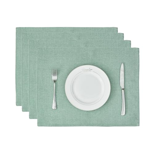 BALCONY & FALCON Rectangle Table Cloth Waterproof Celadon Green Placemats - color: Celadon Green, size: 17.7" x 13.8" (Rectangular)-4pcs