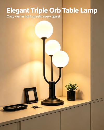 Lightdot Globe Black Table Lamp for Bedroom Gift G9 Bulbs Included Dimmable - color: 11-Black-Globe-3U