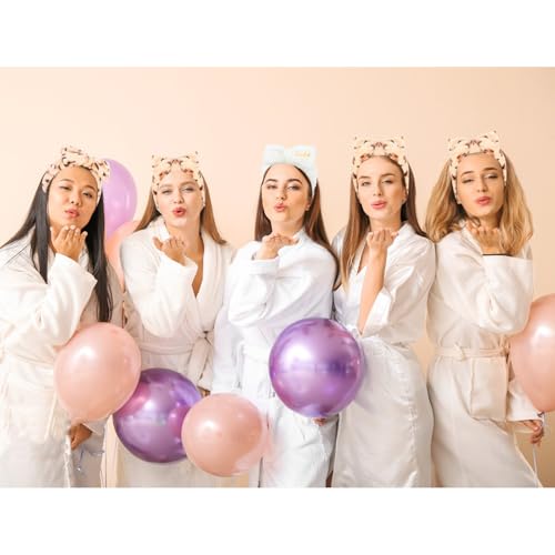 Semato Bachelorette Party Favor Set - Bride & Bridesmaid Spa Headbands (1 bride+ 7 leopard) - color: 1 bride+ 7 leopard
