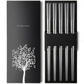 IQCWOOD Laser Engraved 304 Stainless Steel Chopsticks, 5 Pairs - color: Coin Pattern