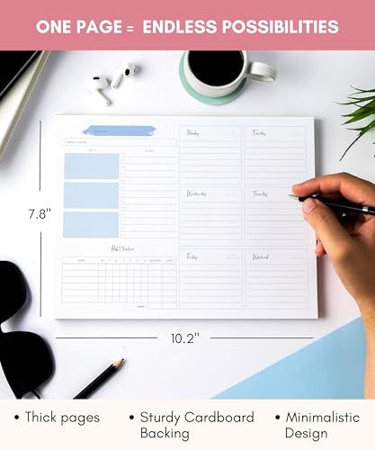 Lamare Weekly Planner Notepad – Premium Undated Weekly To Do List Notepad - color: Blue