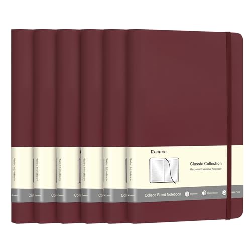 Comix 6 Pack Lined Journal Notebooks for Work, 240 Pages, 5.5"x8.3" - color: Burgundy, size: 6 Pack