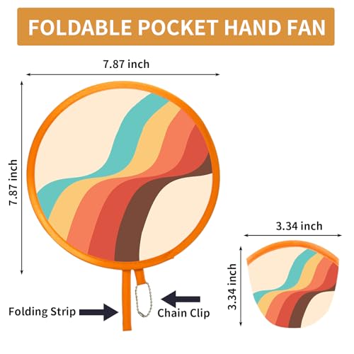 Round Foldable Hand Fans, Style Handheld Fans Cooling Foldable, Round Japanese Folding Fans Handheld for Indoor Outdoor Travel, Events, Festival, Party Decoration (Heat Lines) - color: Heat Lines