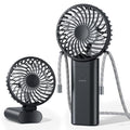 HandFan 2026 𝐔𝐩𝐠𝐫𝐚𝐝𝐞𝐝 Handheld Fan, Hands Free Necklace Fan with lanyard, 8000𝐦𝐀𝐡, 38 Hours Cooling Runtime,180° Foldable (Black) - color: Clear‑Blade Classic Black