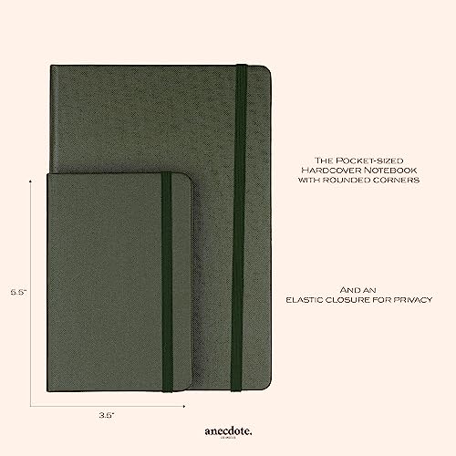 ANECDOTE. Journal, Small Notebook (5.5"x3.5" Pocket Size) 192 Lined Pages - color: Evergreen, size: 5.5" x 3.5"