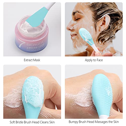 20 Pcs Silicone Face Mask Applicator, 2 in 1 Double-Sided Facial Scrubber Brush Tool, Double-Head Manual Cleansing Brush for Deep Gentle Exfoliating (Pack of 2) - size: 20Pcs (Pack of 2)