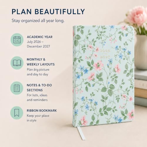 Laura Ashley Academic Planner Hardcover Agenda Jul 2026-Dec 2027, 6"x8" - color: Green