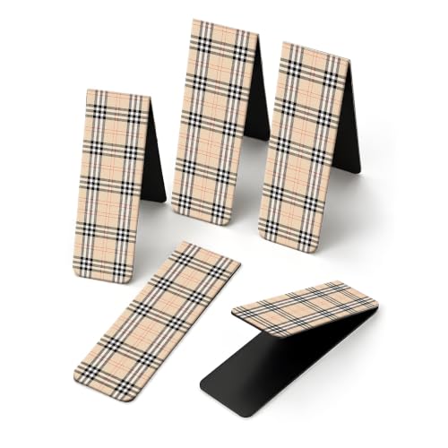 5 Pieces Magnetic Bookmarks, Cute Magnet Bookmark Clips, Colorful Page Markers for Books, Reading Supplies for Book Lovers, Women and Men Luxury Plaid - color: Luxury Plaid