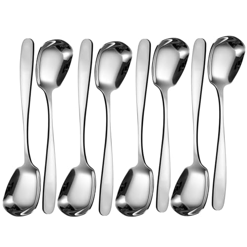 Ouliget Square Head Spoons, Korean style Square Sugar Spoon,Thick Heavy Stainless Steel Soup Spoon Table Spoons Flat Square Spoon,7 Inch,Set of 8. - size: 7 inches, Set of 8, Square Head