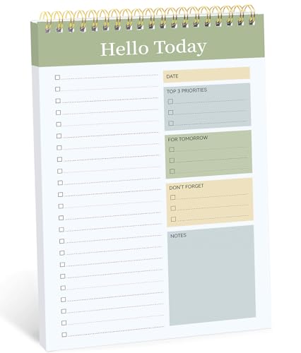 Taja To Do List Notepad, Undated Daily Planner for Work and Goal Setting - color: v-Green, size: 1 Pack