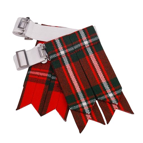 EZE Kilt Flashes for Men with Heavy Buckle Adjusters, Plain & Tartan Kilt Sock Flashes Acrylic Wool - color: Macgregor