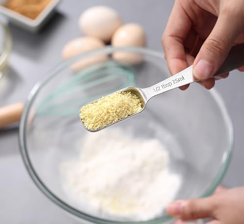 18/8 Stainless Steel Measuring Spoons Set of 16 Pieces, Includes 10 Narrow, 1 Leveler and 5 Mini Spoons - size: 16 Pieces: 15 Spoons + 1 Leveler