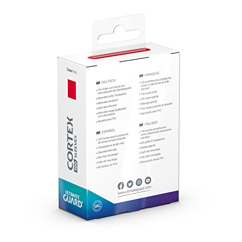 Ultimate Guard Cortex Outer Card Sleeves, 100 Standard Size TCG Sleeves, 66 x 91mm, Red Back, Glossy Finish, No PVC & Acid-Free, High Clarity - color: Red, size: Standard Glossy