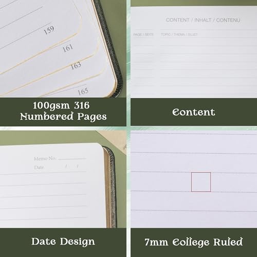 MGGAO Lined Journal Notebook for Women Men, A5 Aesthetic Notebook - color: Deep Green, size: Lined