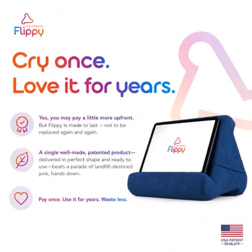 Flippy Original Tablet Pillow Stand & iPad Holder, Gift for Book Lovers & Readers, Multi-Angle Stand with Storage for Lap, Desk & Bed, Compatible with Kindle, Fire, iPad & Samsung, True Blue - color: True Blue 4.0
